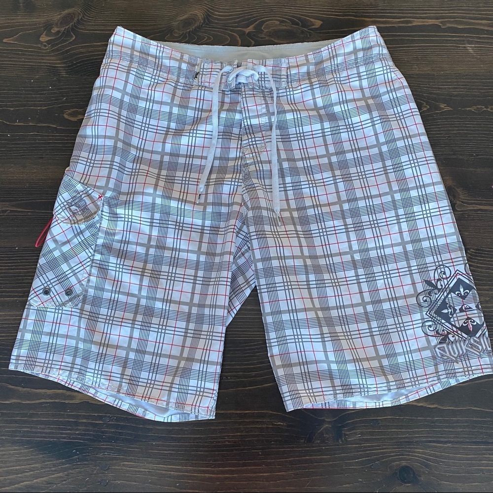 Men's Quicksilver Gray/White/Red Swim Trunks
